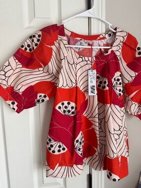 NWT FRANCES VALENTINE ZONDA TOP IN JAPANESE POPPY, XS